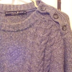 Daniele Blasi Gray 1/4 Button Mock Neck Pullover Wool Blend Sweater